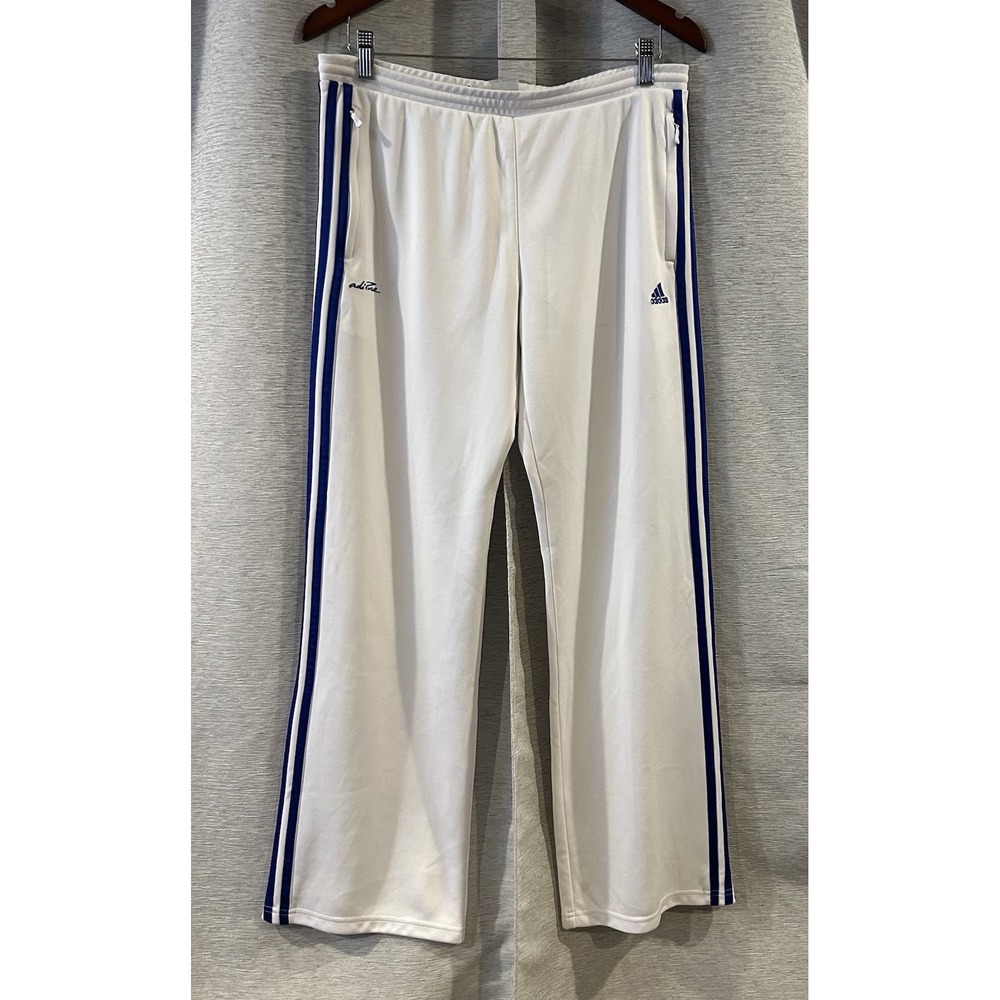 ADIDAS Clima365 Climalite Adipure White‎ Blue Track Pants Size Medium Y2K